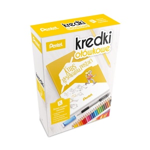 Zestaw rysunkowy Pentel - kredki 24kol. + ołówek + gumka + kurs rysowania