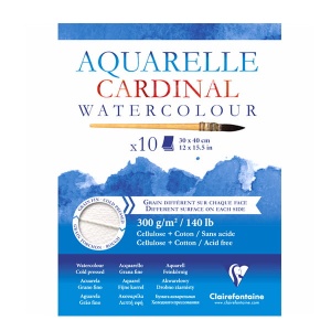 Blok akwarelowy dwustronny Clairefontaine CARDINAL - 300g, 10ark, A5 - Torchon/Grain fin