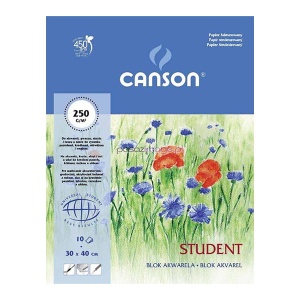 Blok do akwareli Canson Student- 250g, 10ark, A3 - fakturowany
