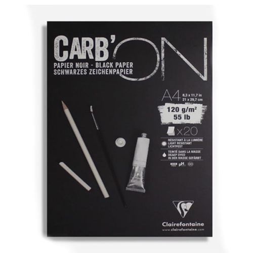 Blok szkicowy Carb'ON Clairefontaine - 120g, 20ark, A4 - czarny