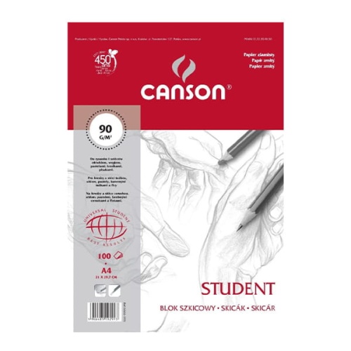 Blok szkicowy Canson Student - 90g, 100ark, A4 biały