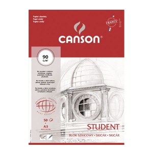 Blok szkicowy Canson Student - 90g, 50ark, A3 biały