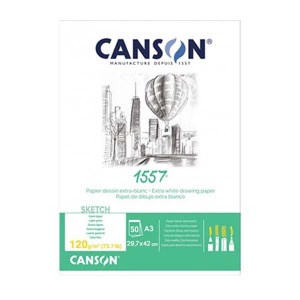 Blok szkicowy Canson 1557 120g, 50ark. A3, fakturowany