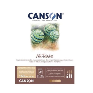 Blok do pasteli Canson Mi-Teintes Touch 160g, 20ark 24x32cm - odcienie brązu