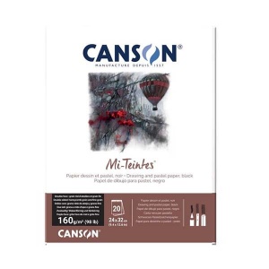 Blok do pasteli Mi-Teintes Canson - 160g, 20ark, 24x32cm - czarny