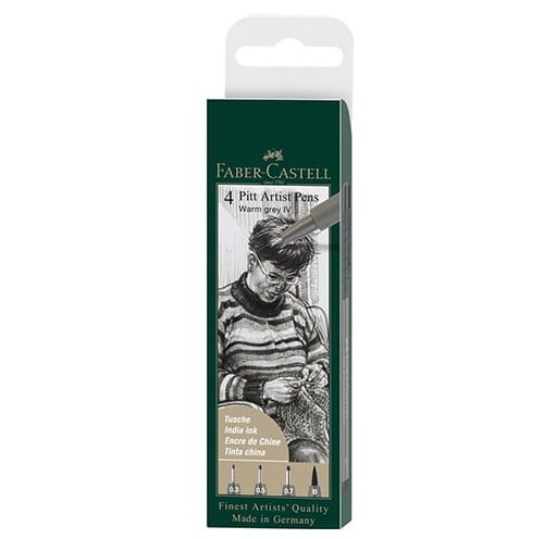 Zestaw flamastrów Pitt Artist Faber-Castell Warm Grey IV - 4 sztuki szare (F, S, M, B).jpg