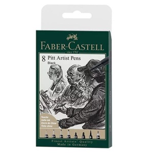 Zestaw flamastrów Faber Castell Pitt Artist Black - 8 sztuk czarne