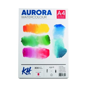 Blok do akwareli AURORA Hot Pressed (gładki) 300g, 12 ark. A4 klejony 
