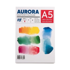 Blok do akwareli AURORA Hot Pressed (gładki) 300g, 12 ark. A5 klejony