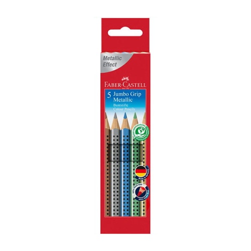 Kredki ołówkowe JUMBO GRIP METALLIC TRIANGLE FABER-CASTELL 5 kolorów metalicznych.jpg