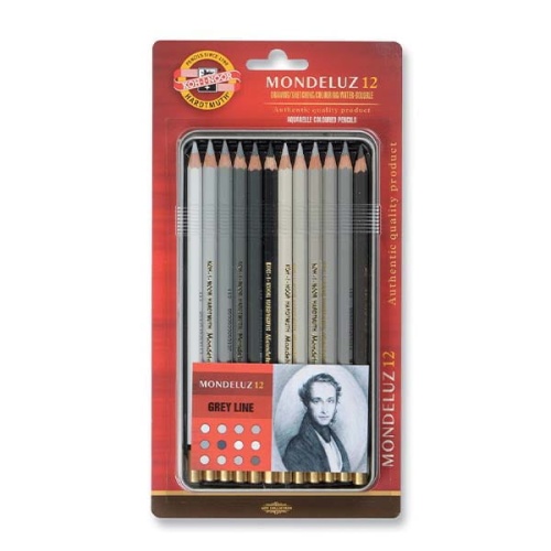Kredki akwarelowe  Koh-i-noor Mondeluz DRAWING GREY LINE - 12 kolorów w metalowej kasecie.jpg
