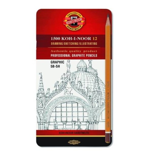 Zestaw ołówków Koh-i-noor 1500 - 12 szt. 5B-5H seria GRAPHIC