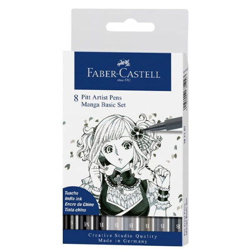Zestaw flamastrów Pitt Artist Faber Castell MANGA BASIC SET - 8 kolorów.jpg