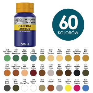 Farby akrylowe GALERIA Winsor & Newton 500ml - różne kolory 