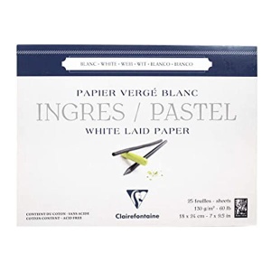 Blok do pasteli Ingres Pastel Clairefontaine -  130g, 25ark, 18x24cm, biały