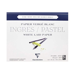 Blok do pasteli Ingres Pastel Clairefontaine -  130g, 25ark, 24x30cm, biały