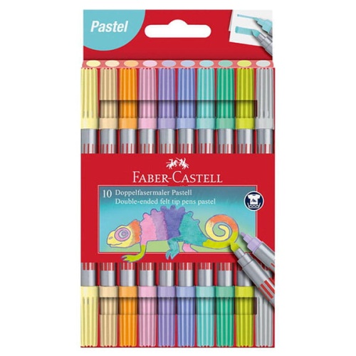 Flamastry dwustronne FABER-CASTELL - 10 kolorów PASTEL.jpg