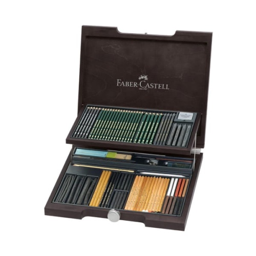 Zestaw artystyczny Faber-Castell Pitt Monochrome 85 elementów - drewniana kaseta