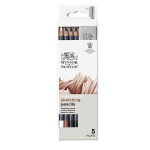 Zestaw węgli w ołówku Winsor&Newton Studio Collection z gumką - 5 sztuk  