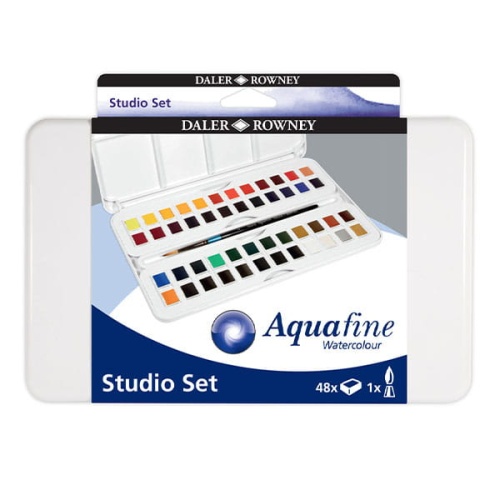 Farby akwarelowe w kostkach Aquafine Daler Rowney w plastikowej kasecie - 48 kol.jpg