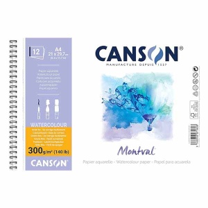 Blok do akwareli Canson Montval - 300g, 12ark, A4 na spirali 