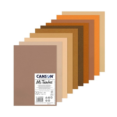 Papier do pasteli Canson Mi - Teintes - 160g, A4 10ark. - odcienie brązowe.jpg