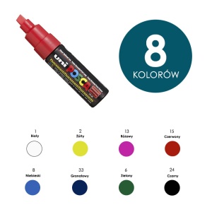 Markery uniwersalne permanentne Posca PC-8M Uni (ścięta końcówka)