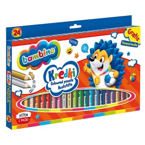 Kredki BAMBINO w oprawie drewnianej z temperówką - 24 kolory