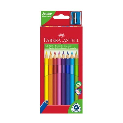 Kredki ołówkowe FABER-CASTELL TRIANGULAR Junior + temperówka 10 kolorów.jpg