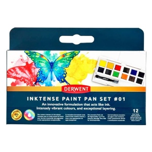 Farby akwarelowe w kostkach Derwent Inktense Paint Pan Set #01 - 12 kolorów
