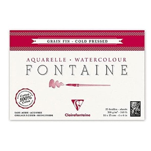 Blok do akwareli FONTAINE Clairefontaine - Grain Fin - 300g, 25ark, 10x15cm