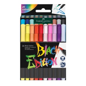 Flamastry pędzelkowe Faber Castell Black Edition - 20 kolorów 