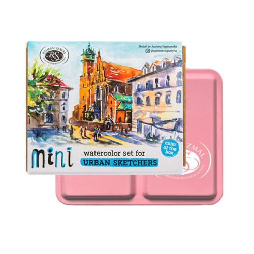 Farby akwarelowe w kostkach Roman Szmal Mini Urban Sketchers Pink - 8 kolorów.jpg