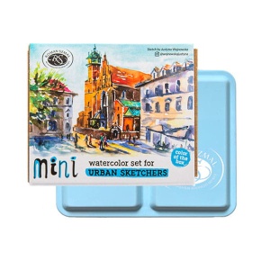 Farby akwarelowe w kostkach Roman Szmal Mini Urban Sketchers Blue - 8 kolorów 