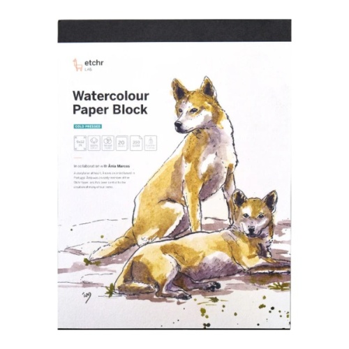 Blok akwarelowy Etchr 100% bawełna - 350g, 20ark, 22,8 x 30,4cm - cold press (fakturowany)