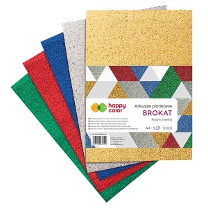 Zestaw arkuszy piankowych brokatowych Happy Color - 5ark, 20x30cm - BROKAT 