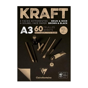 Blok dwustronny Clairefontaine KRAFT Black&Brown - 90g, A3, 60ark. 