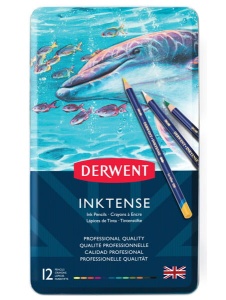 Tusz w kredce DERWENT Inktense - 12 kolorów metalowa kaseta
