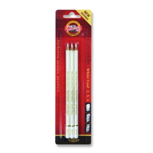 Zestaw białych węgli w drewnianej oprawie Koh-i-noor GIOCONDA  8815 - 3 sztuki